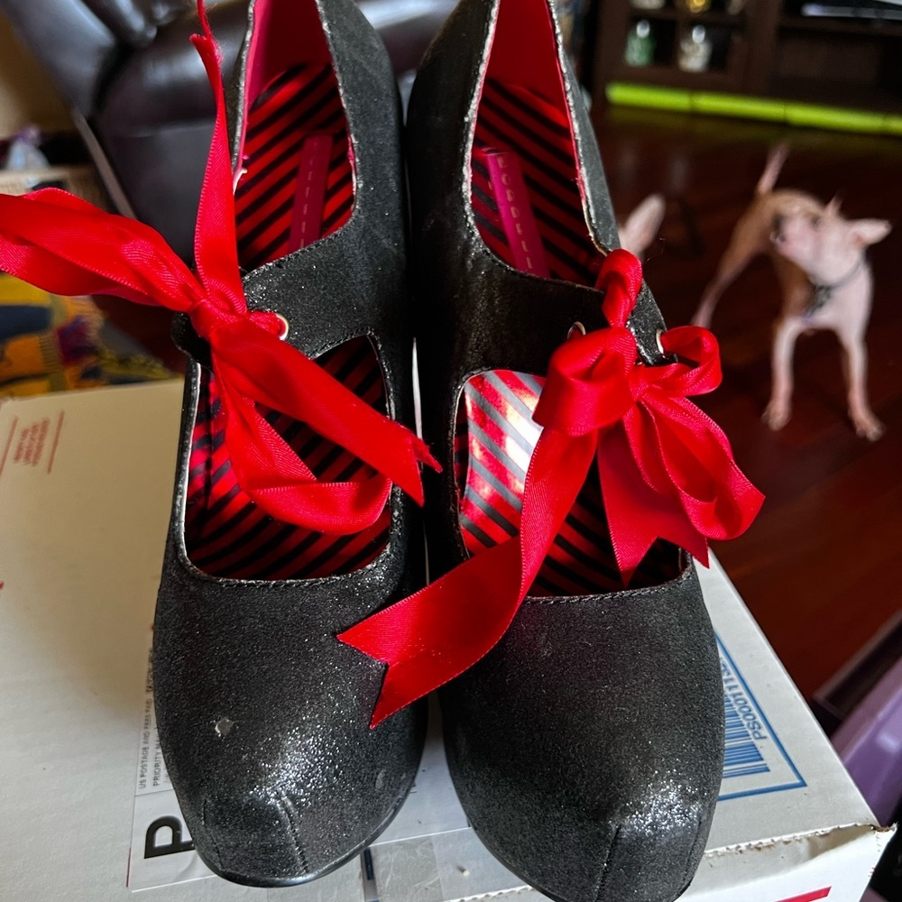 Glitter Platform Dance Shoes - Black​